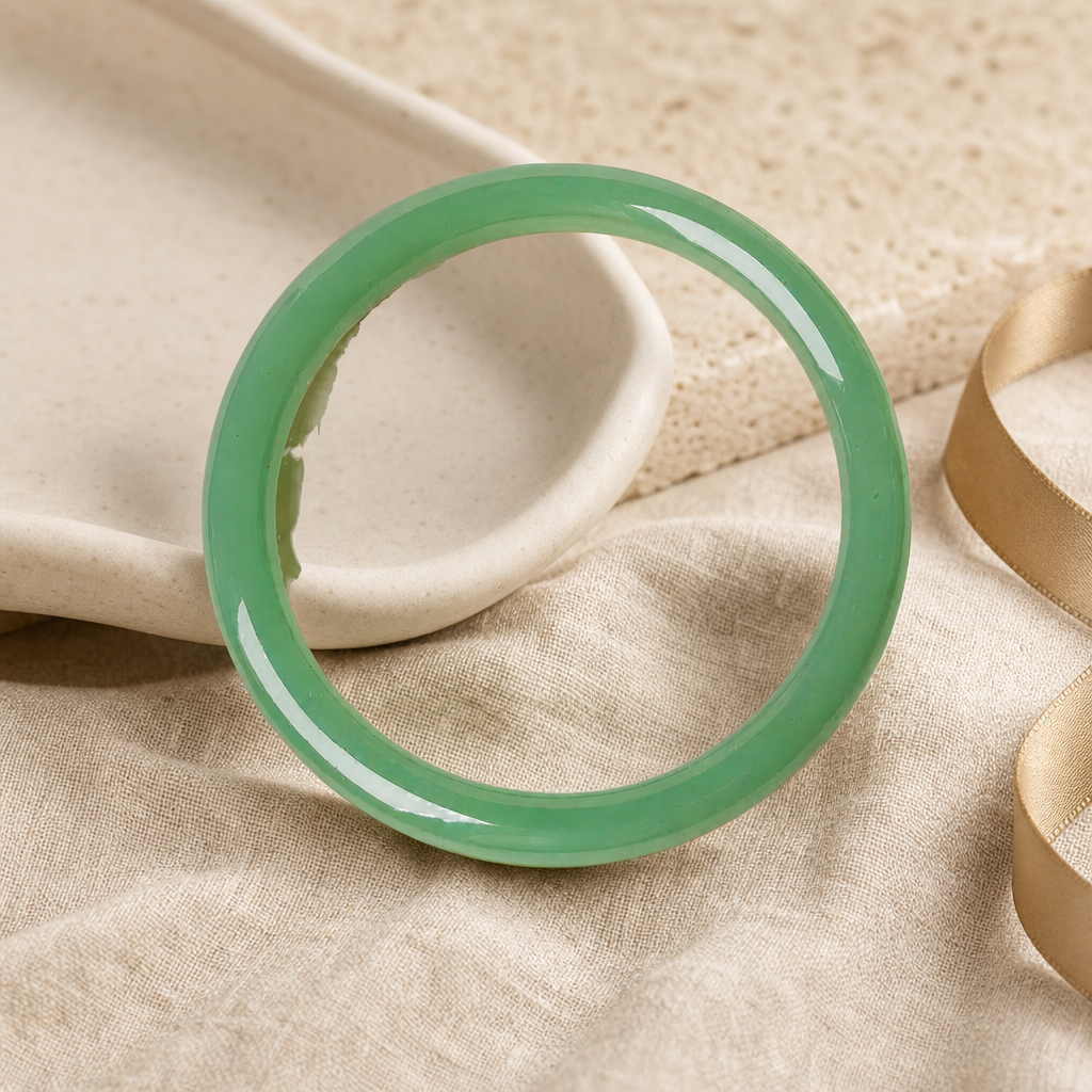 Green Jade Aventurine Bangle Bracelet Story Mood product image featuring Jade.