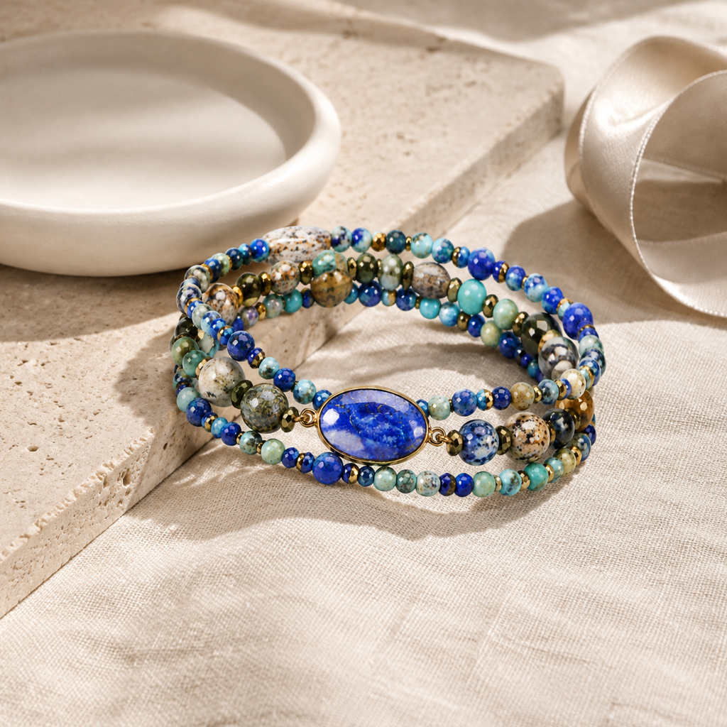 Imperial Stone Heart Three Layered Bracelet Story Mood product image featuring Lapis Lazuli.