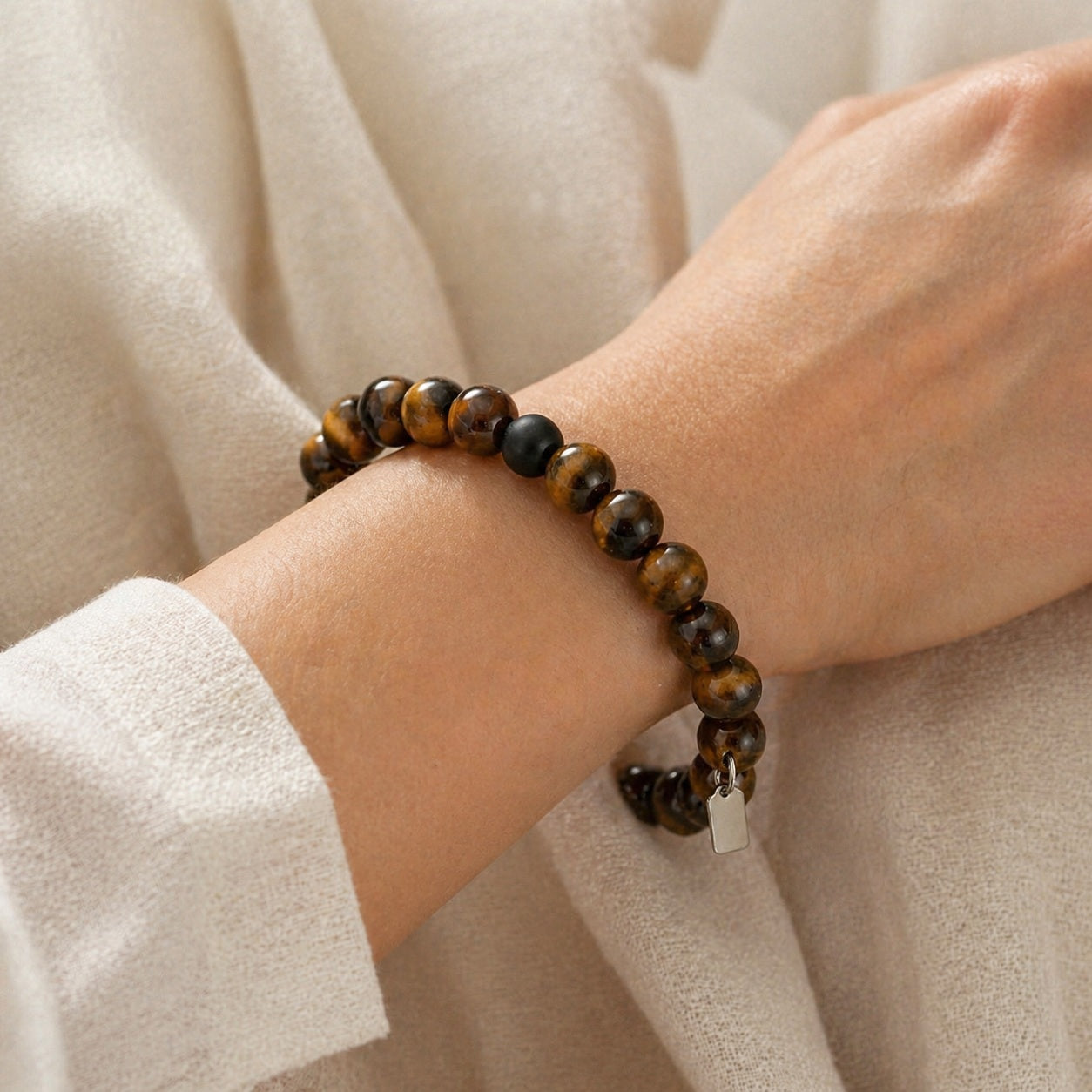 Tiger Eye & Matte Black Onyx Bracelet Wearable Crop product image featuring Tiger Eye.