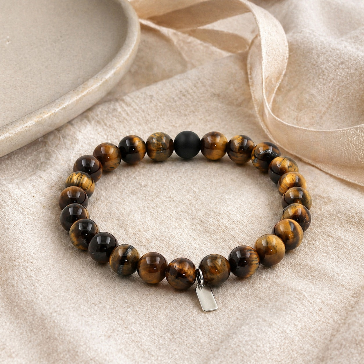 Tiger Eye & Matte Black Onyx Bracelet Gift & Scale product image featuring Tiger Eye.
