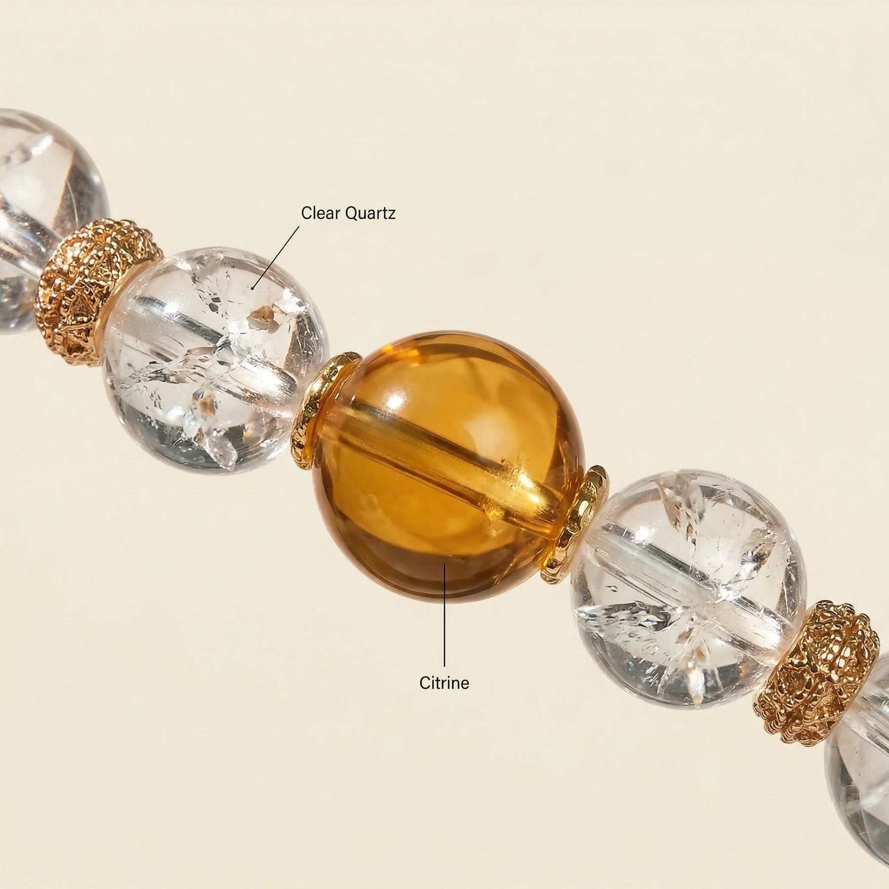 Natural Clear Quartz and Citrine Macro Detail