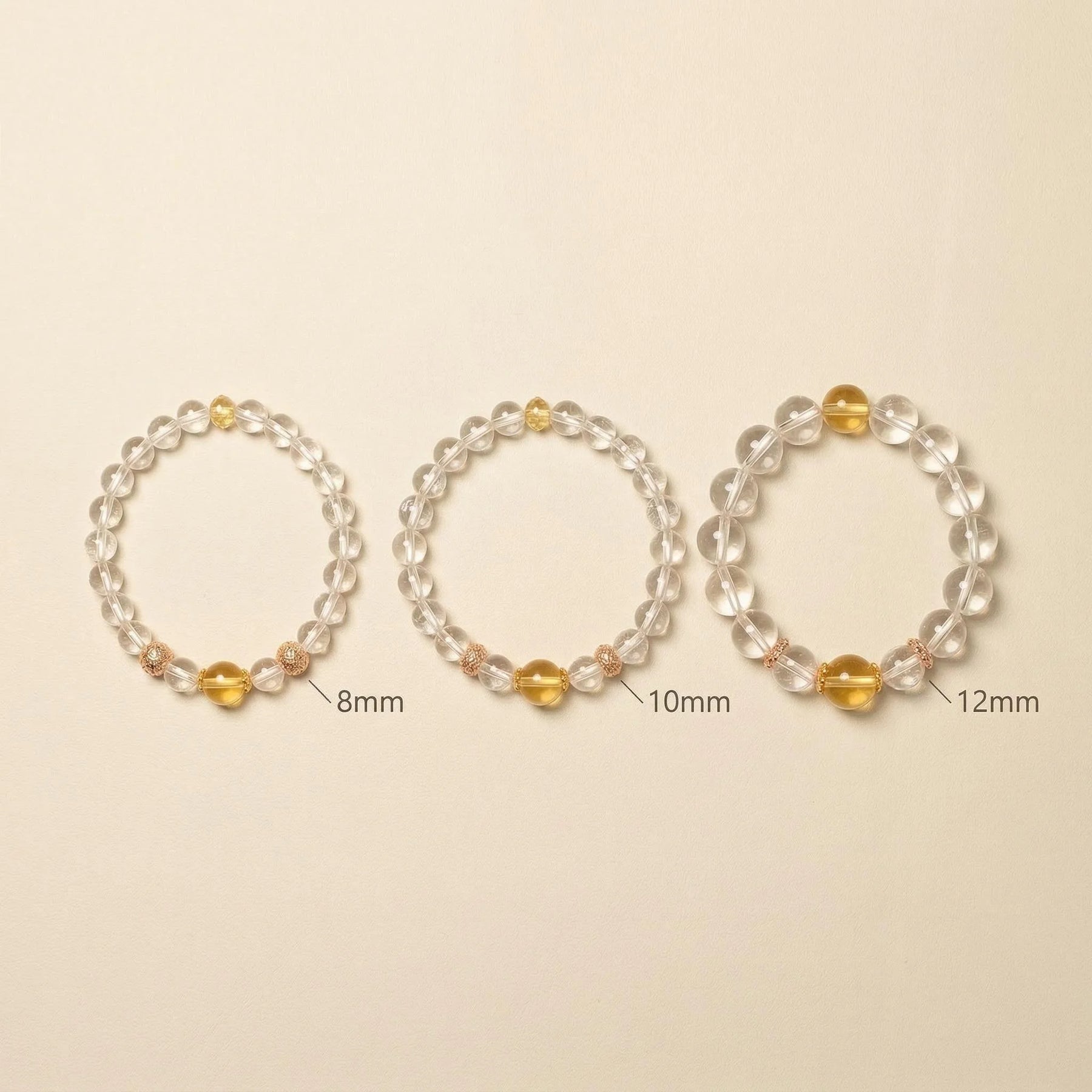 Clear Quartz and Citrine Bracelet 8mm 10mm 12mm Size Guide