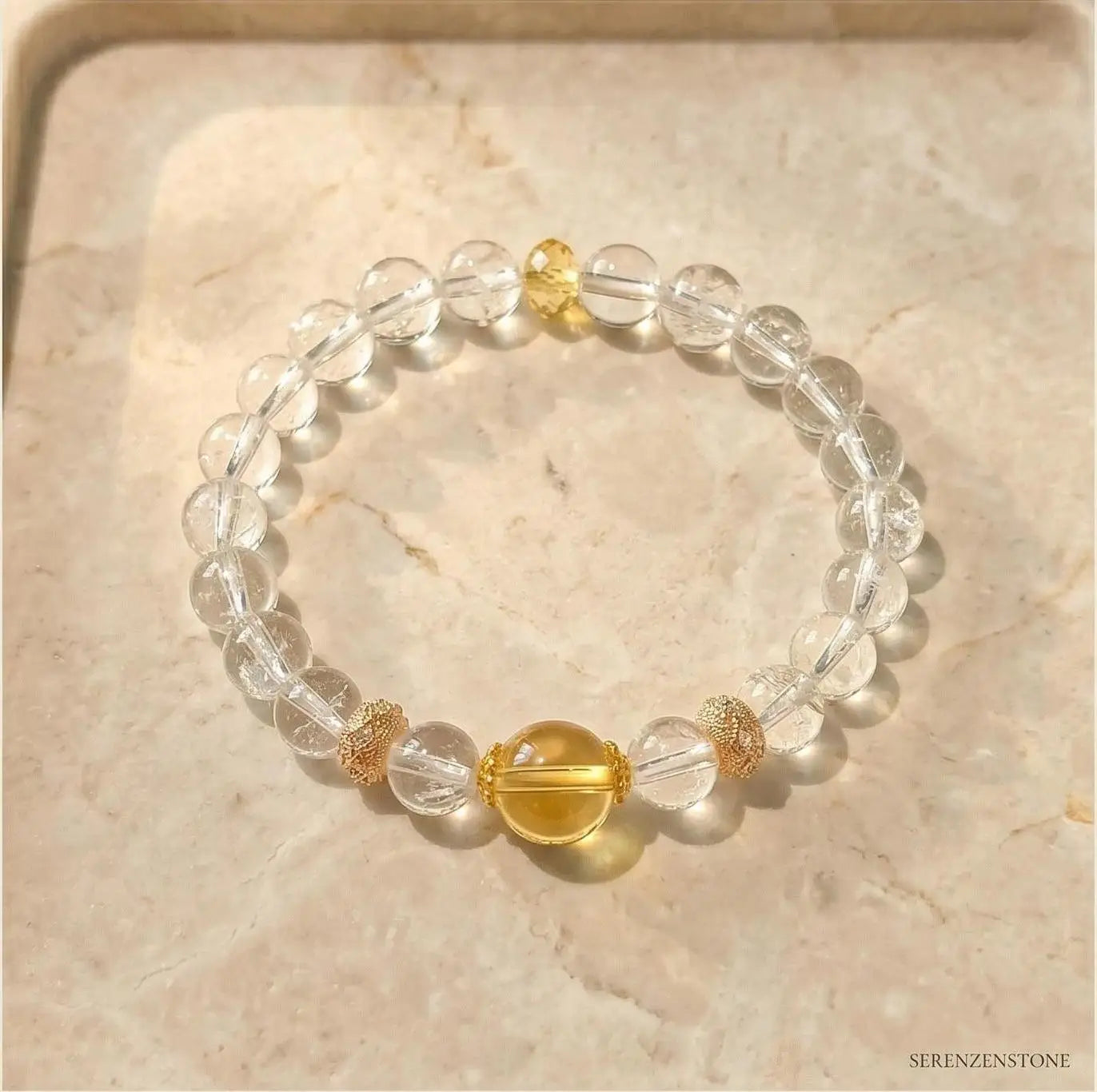 Aura Cleansing Clear Quartz and Citrine Bracelet Hero