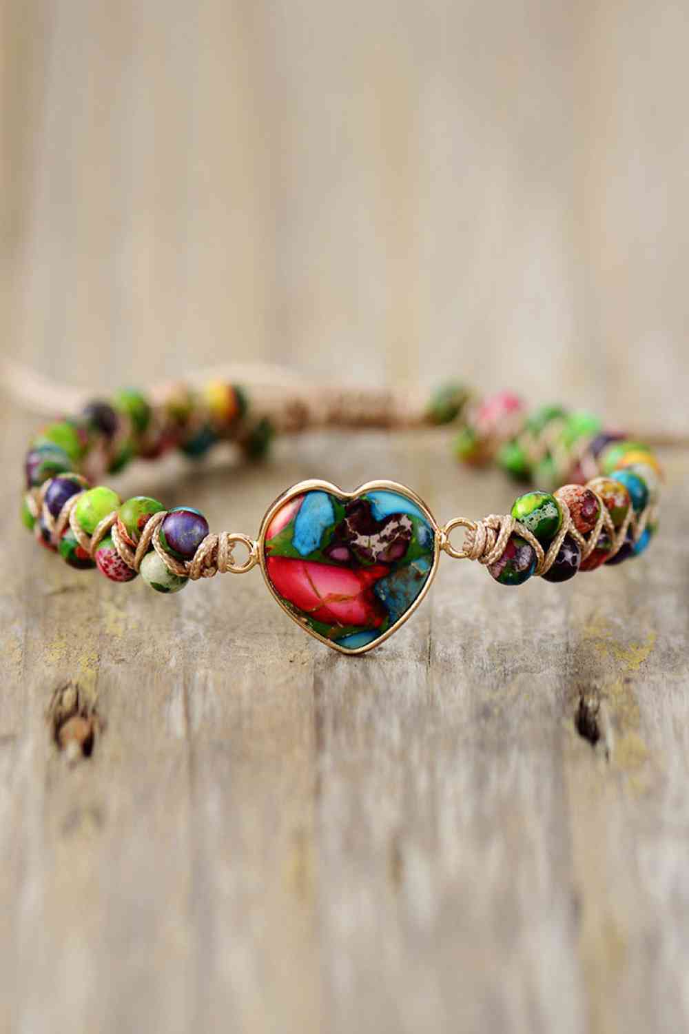 Multicolor charcoal heart natural stone bracelet 05 multicolor primary