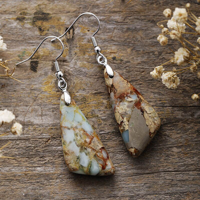 Khaki emperor stone geometric earrings 01 khaki primary