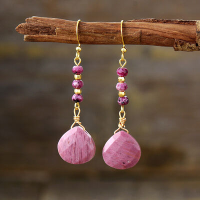 Moonlit Mauve natural stone bead shape earrings 01 moonlit mauve primary
