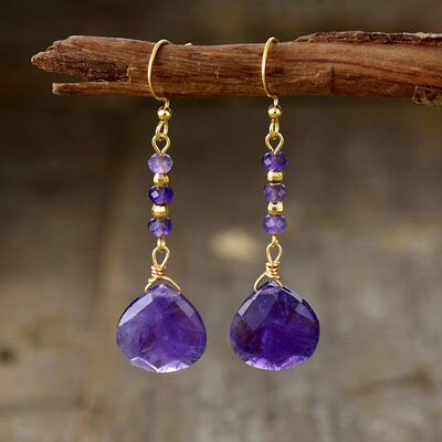 Electric Purple natural stone bead shape earrings 03 electric purple primary