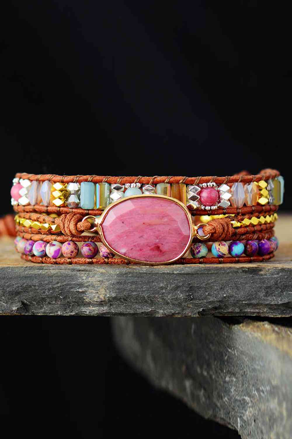 Style B natural stone multicolor bead bracelet 01 style b primary